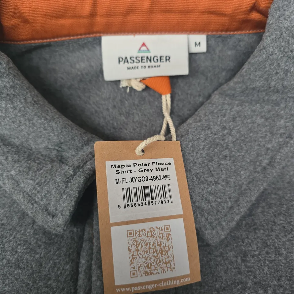 Passenger Maple Polar Fleece Shirt – Grey Marl, Size M