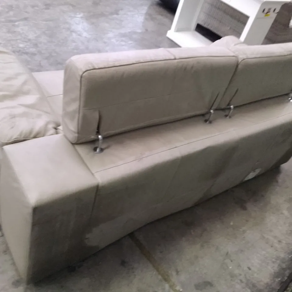 QUALITY DESIGNER 2.5 SEATER SOFA - LIGHT GREY LEATHER 