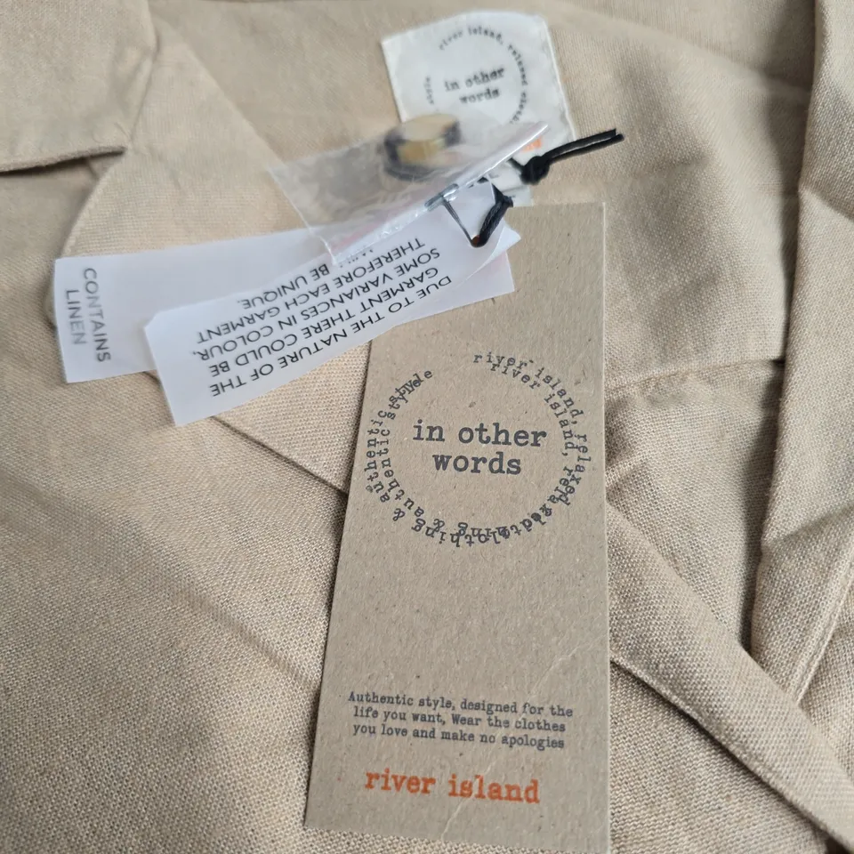 RIVER ISLAND BEIGE BUTTON-FRONT SHIRT – WOMEN'S, SIZE L
