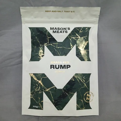APPROXIMATELY 5 PACKS OF MASON'S MEAT GRASS-FED RUMP JERKY (100G PACKS)