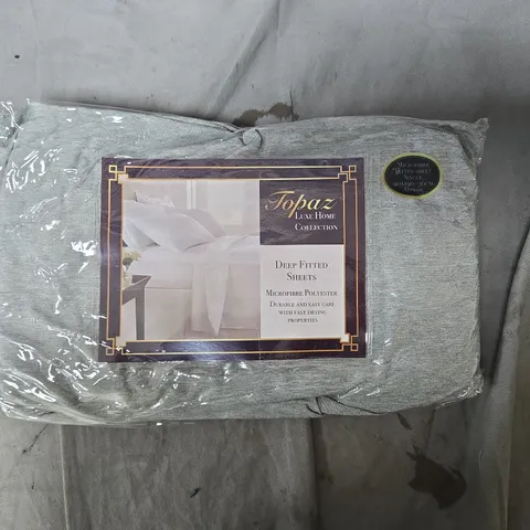 TOPAZ LUXE HOME COLLECTION DEEP FITTED SHEETS – MICROFIBRE POLYESTER GREY