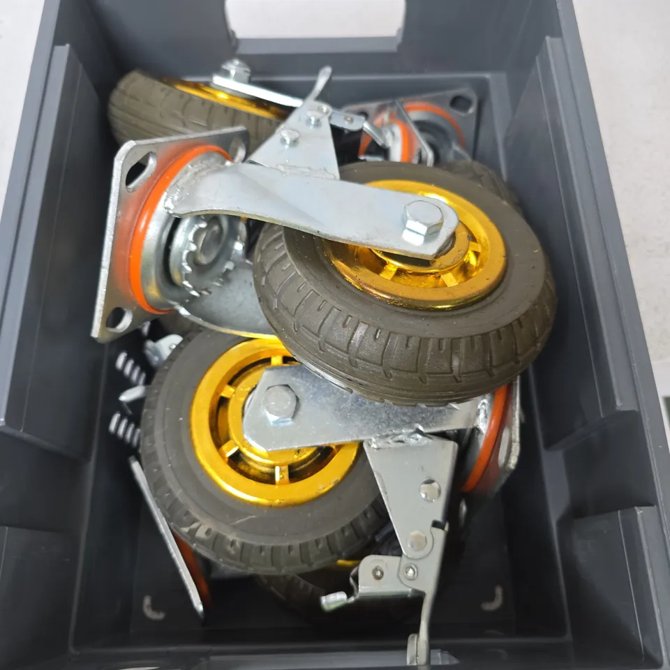 SET OF CASTOR WHEELS WITH MOUNTING BRACKETS
