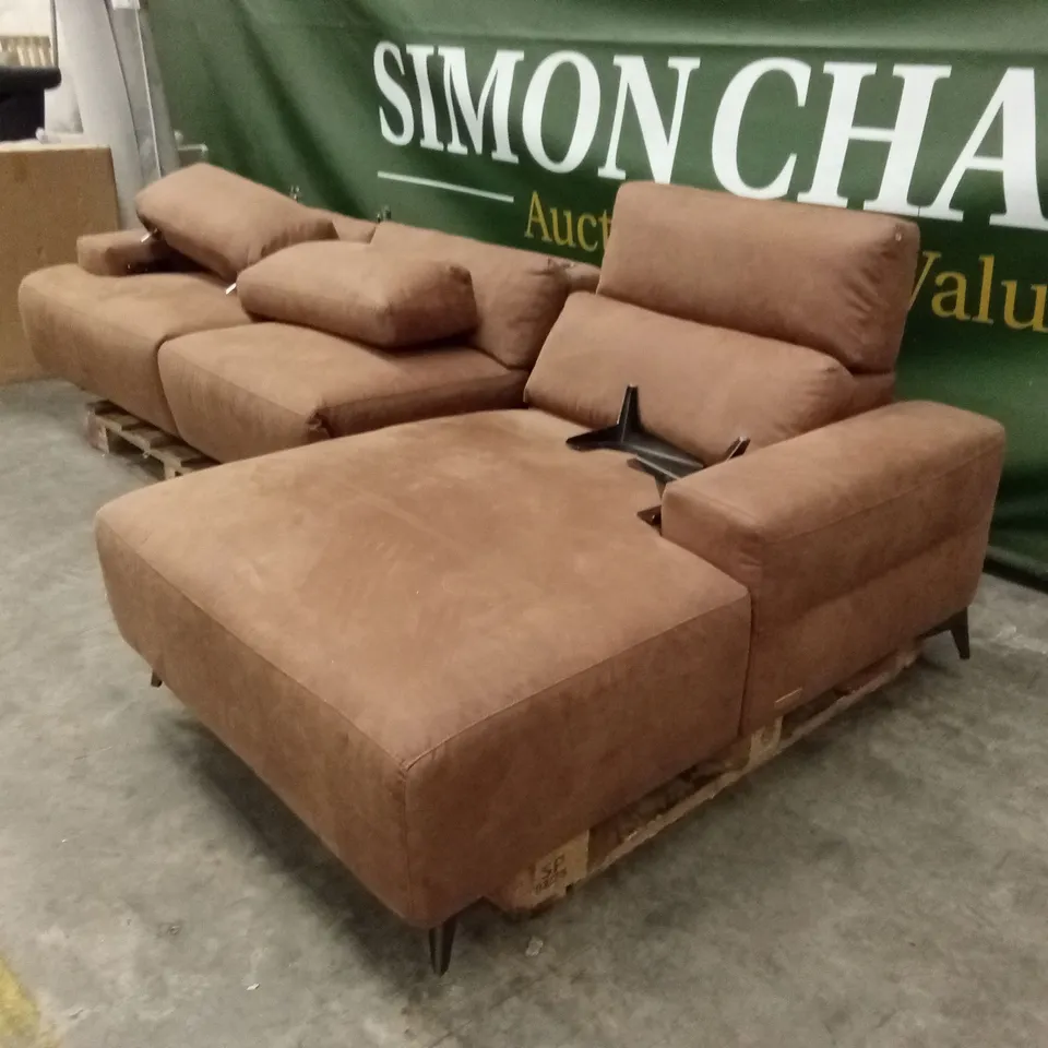 QUALITY DESIGNER FABRIC UPHOLSTERED ELECTRIC RECLINER CHAISE SOFA