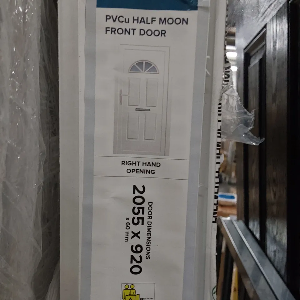 UPVC WHITE HALF MOON FRONT DOOR & FRAME 2050 × 920