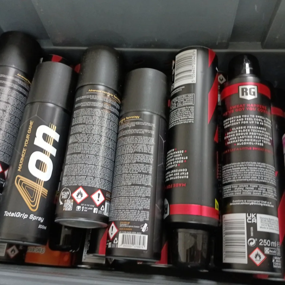 APPROXIMATELY 15 ASSORTED AEROSOLS TO INCLUDE RIGHT GUARD 48H, SURE 48H, SOAP & GLORY SHOWER CREAM, ETC