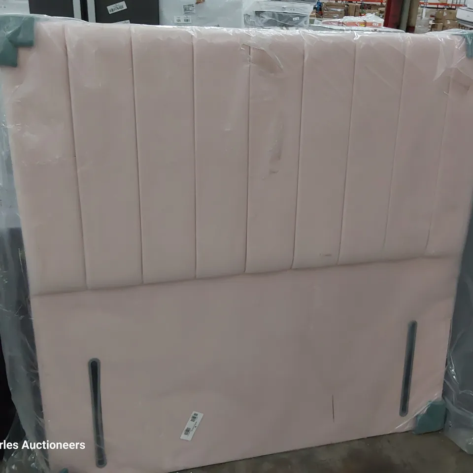 QUALITY BAGGED 4'6" DOUBLE HEADBOARD PINK PLUSH FABRIC 