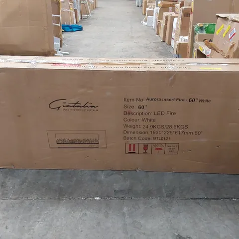 BOXED AURORA ELECTRIC INSERT FIRE 60" - WHITE (1 BOX)