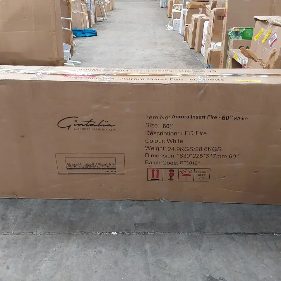 BOXED AURORA ELECTRIC INSERT FIRE 60" - WHITE (1 BOX)