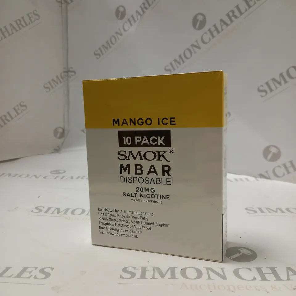MANGO ICE 10 PACK SMOK MBAR DISPOSABLE 20MG SALT NICOTINE SEALED