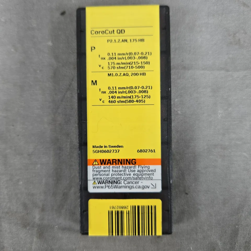 SANDVIK COROMANT COROCUT QD TURNING INSERTS – 10 PCS IN CASE CM 1125