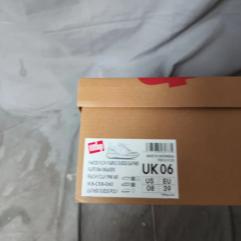 FITFLOP WOMEN'S TRAINERS - PINK/PEACH WITH WHITE STRIPES, UK 6 (EU 39)