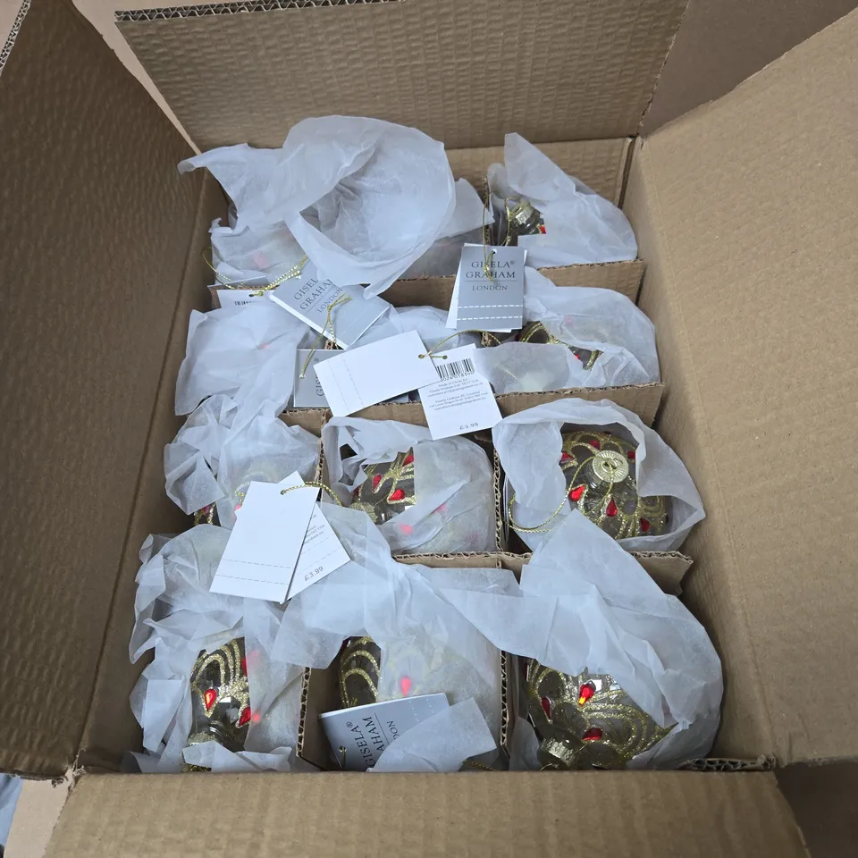 BOX OF 24 X GISELA GRAHAM DECORATIVE CLEAR GLASS BAUBLES