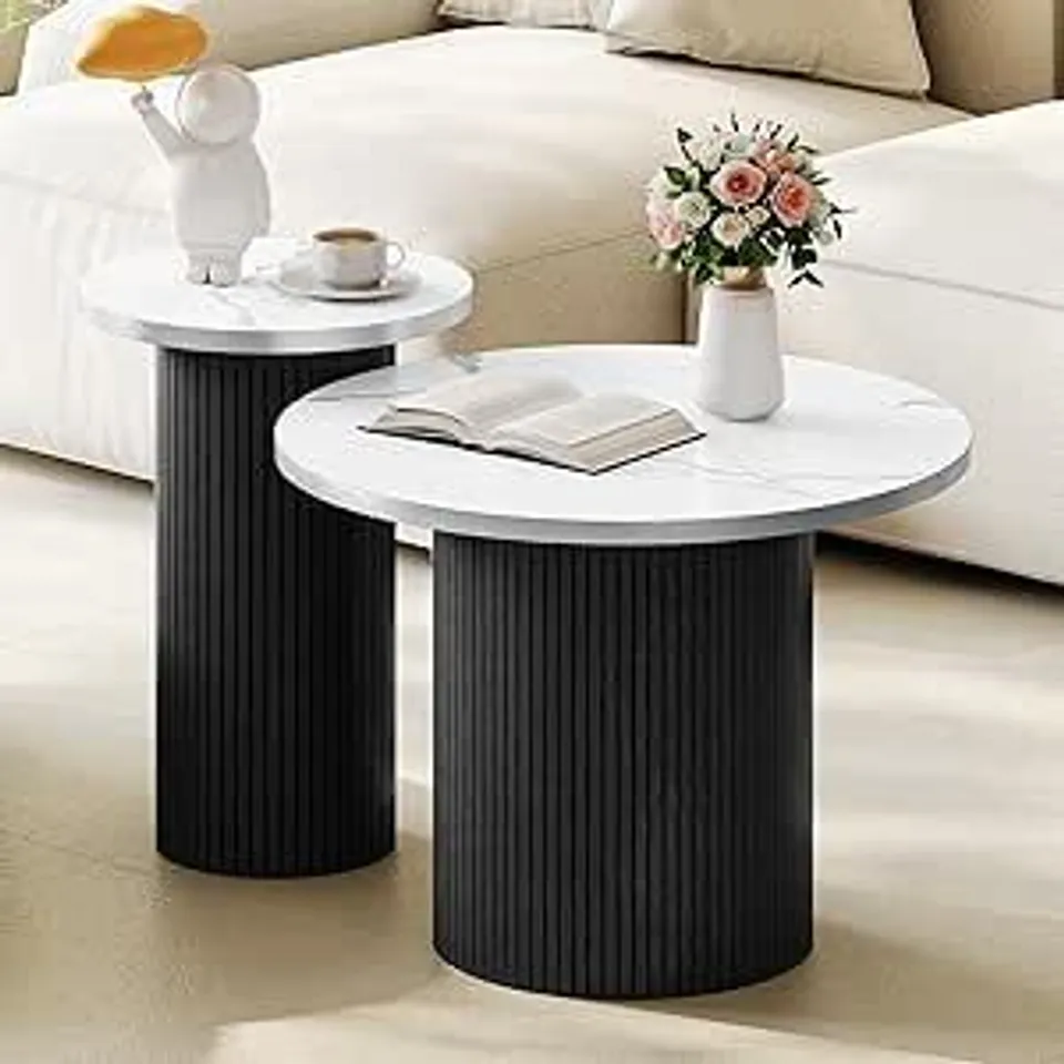 BOXED 2 PIECE ROUND COFFEE TABLE SET (1 BOX)