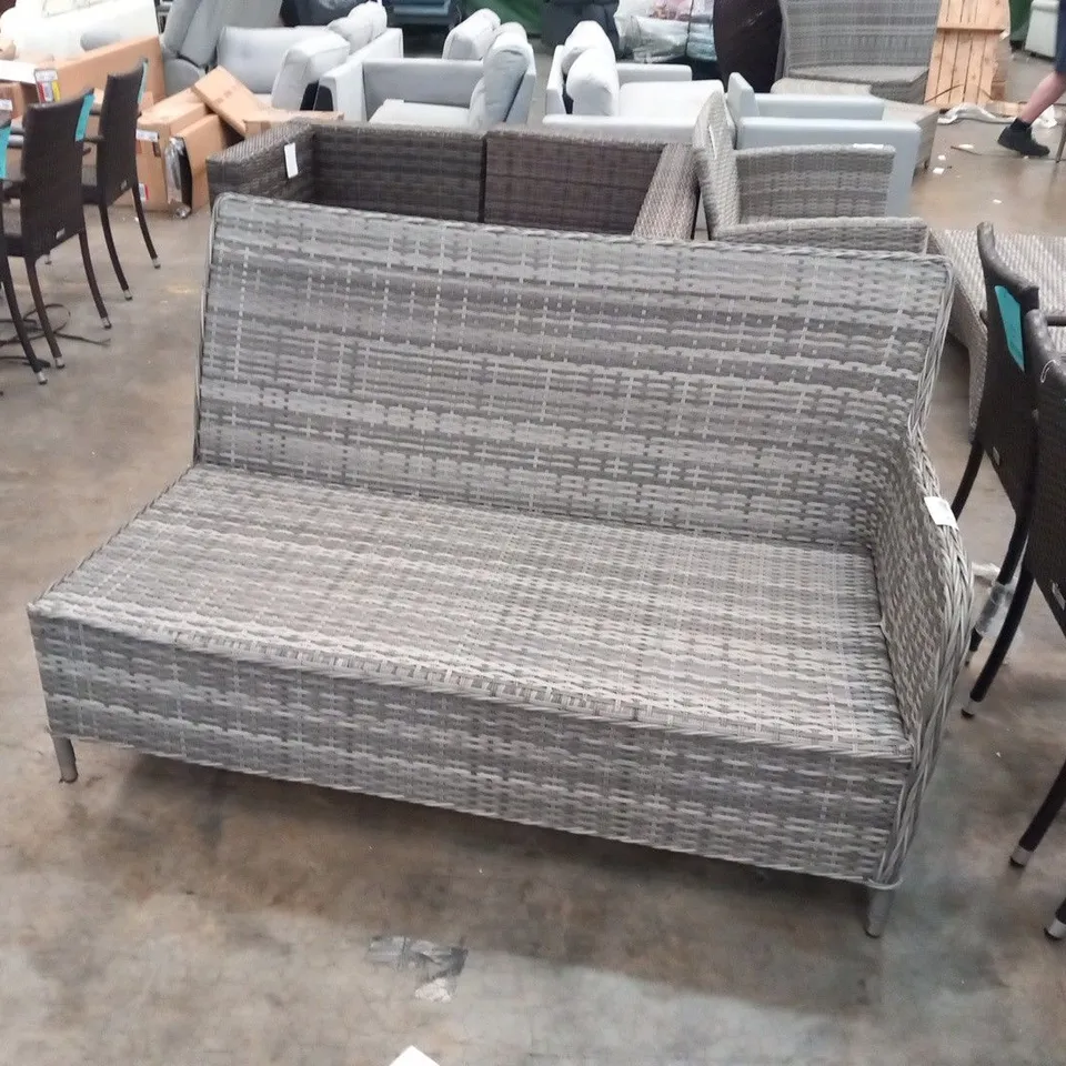 THREE ASSORTED RATTAN EFFECT SOFA SECTIONS