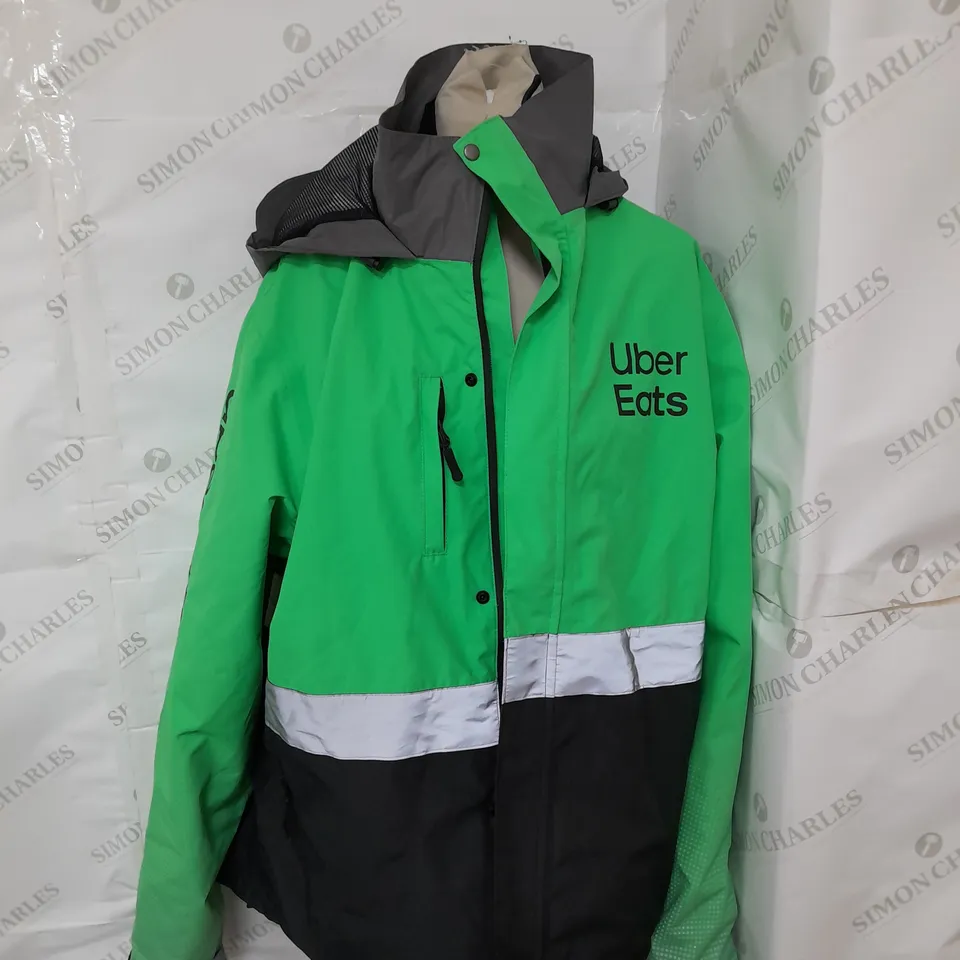 UBER EATS LIME GREEN COAT WITH BLACK FLEECE - LARGE