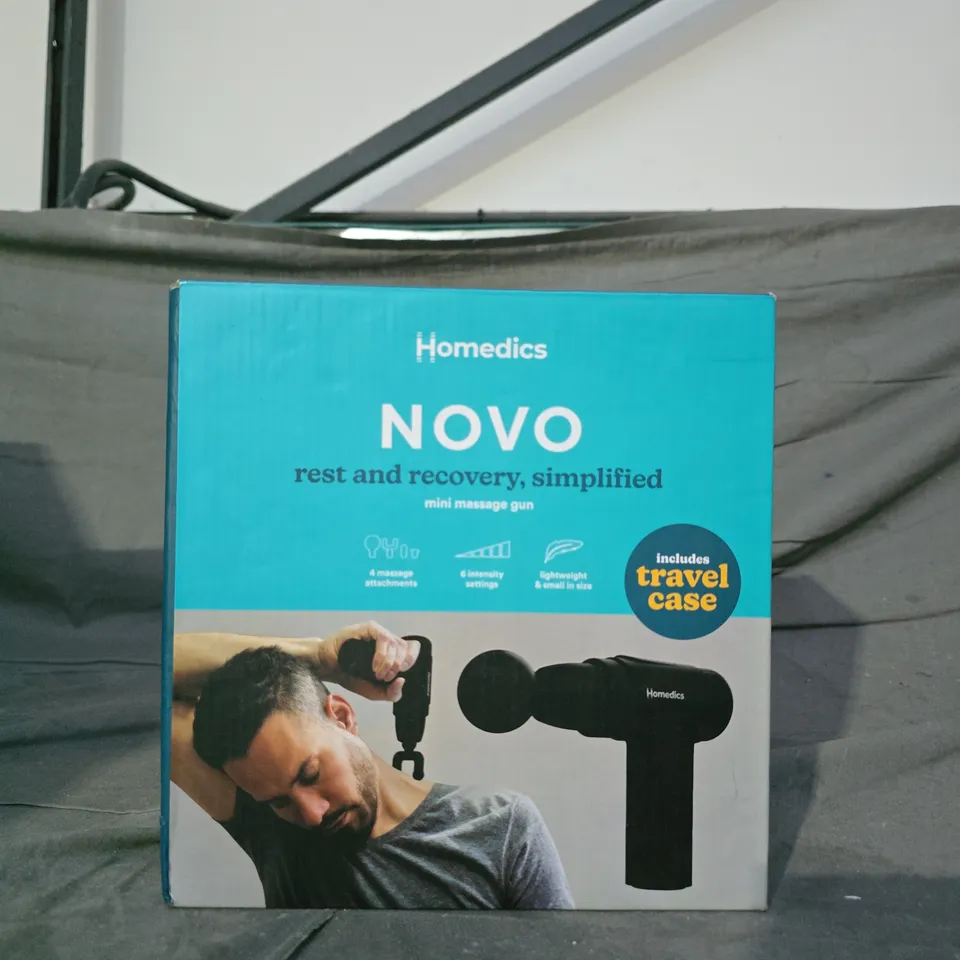 BOXED HOMEDICS NOVO MINI MASSAGE GUN – WITH TRAVEL CASE