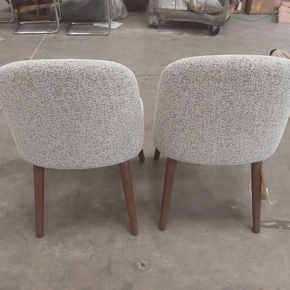 HEARTHWOOD SET OF TWO WALNUT EFFECT ASH WOODEN FRAME DINING CHAIRS UPHOLSTERY COLOUR:LIGHT GREY