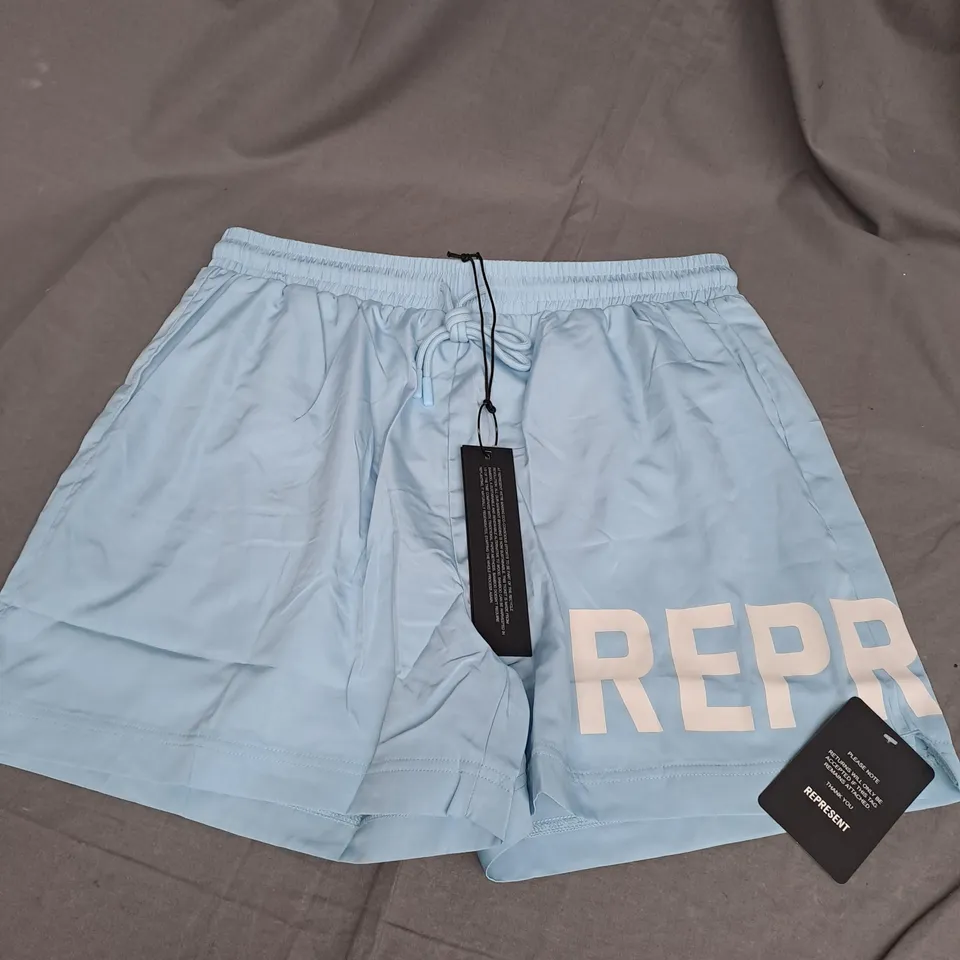 REPRESENT SWIM SHORTS IN POWDER BLUE SIZE L