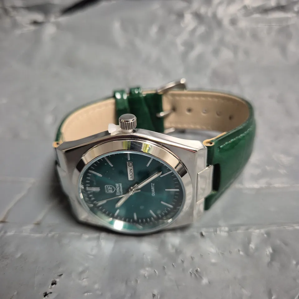 MENS ERNEST FERDINAND WATCH – DAY DATE CALENDAR DIAL – LEATHER STRAP