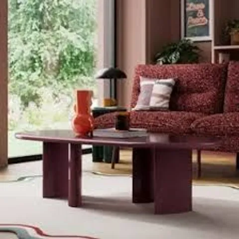 BOXED ELEMENTS ELLIS GLOSS COFFEE TABLE - BURGUNDY (1 BOX)
