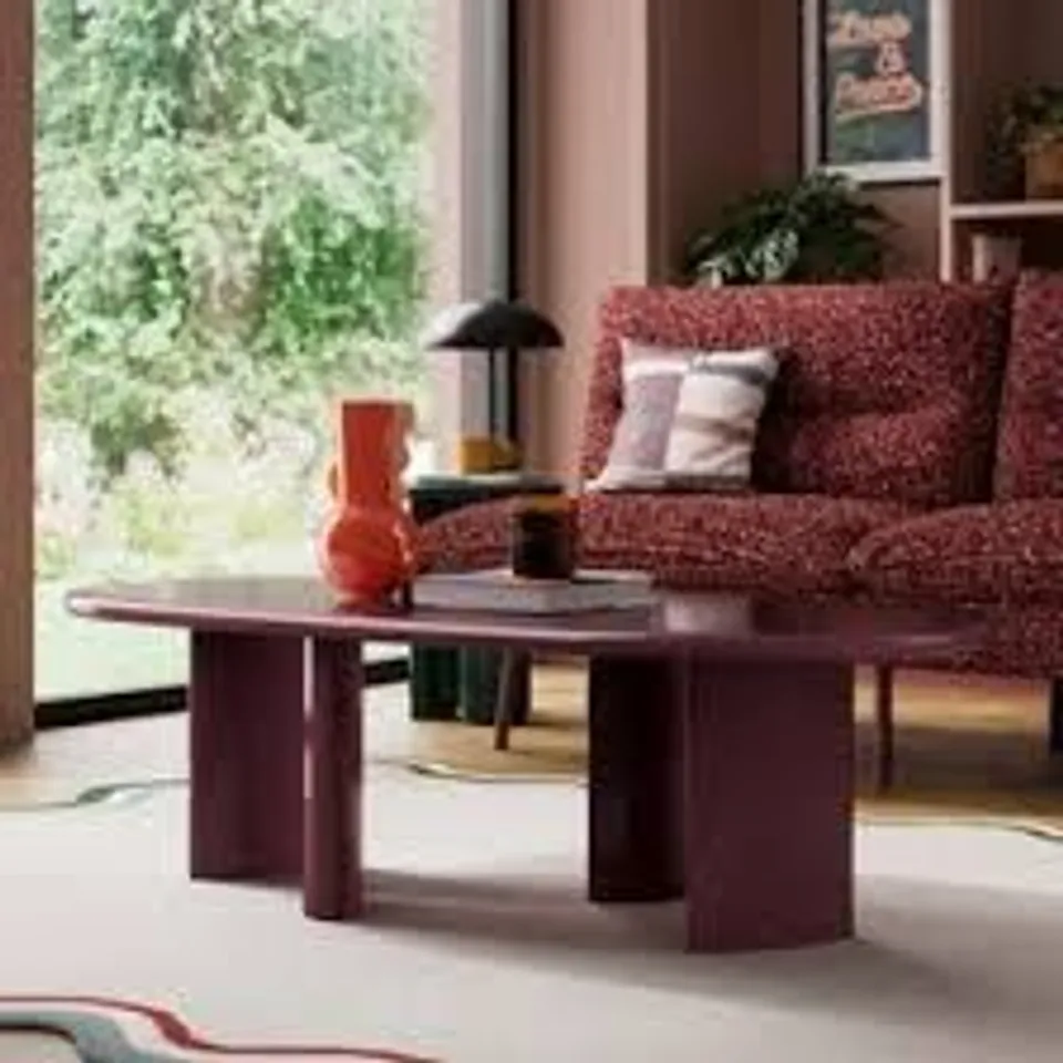 BOXED ELEMENTS ELLIS GLOSS COFFEE TABLE - BURGUNDY (1 BOX)