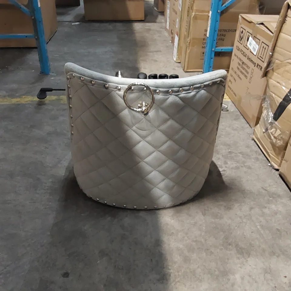 BOXED DESIGNER GREY VELVET CHAIR (1 BOX)
