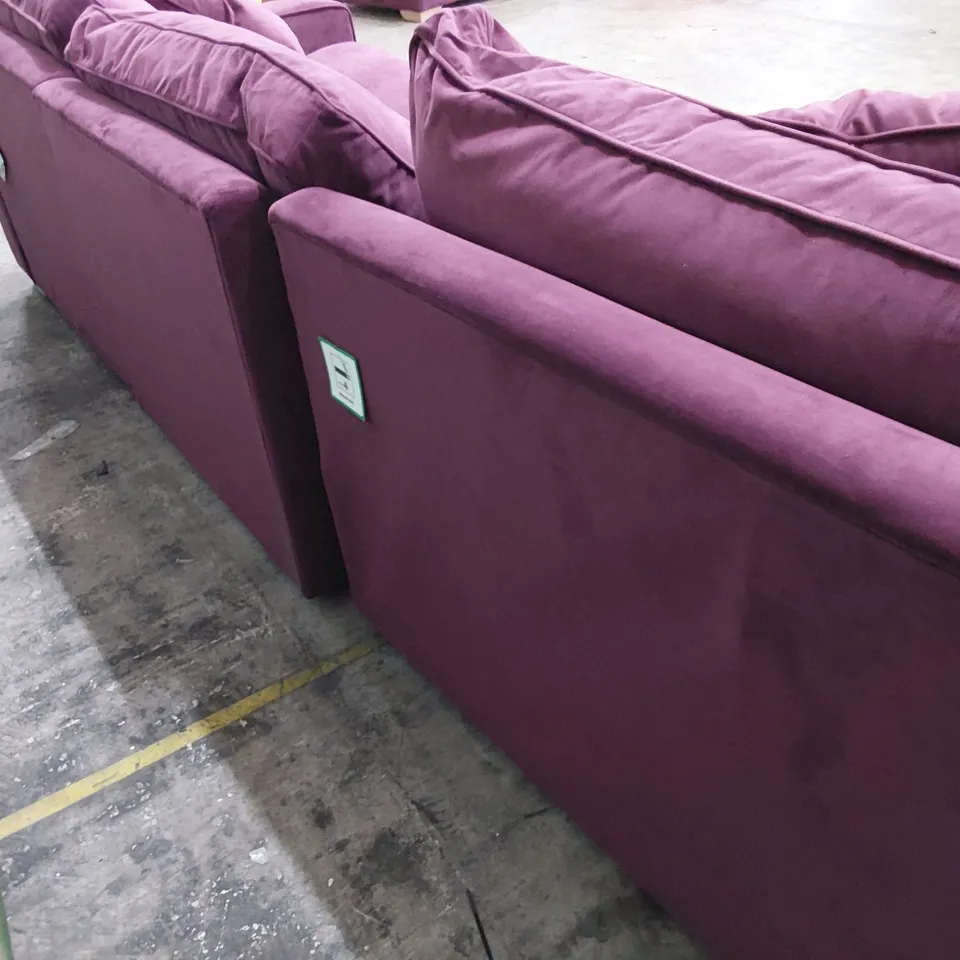 QUALITY BRITISH DESIGNER LOUNGE Co. CORNER GROUP AUBERGINE PLUSH FABRIC 