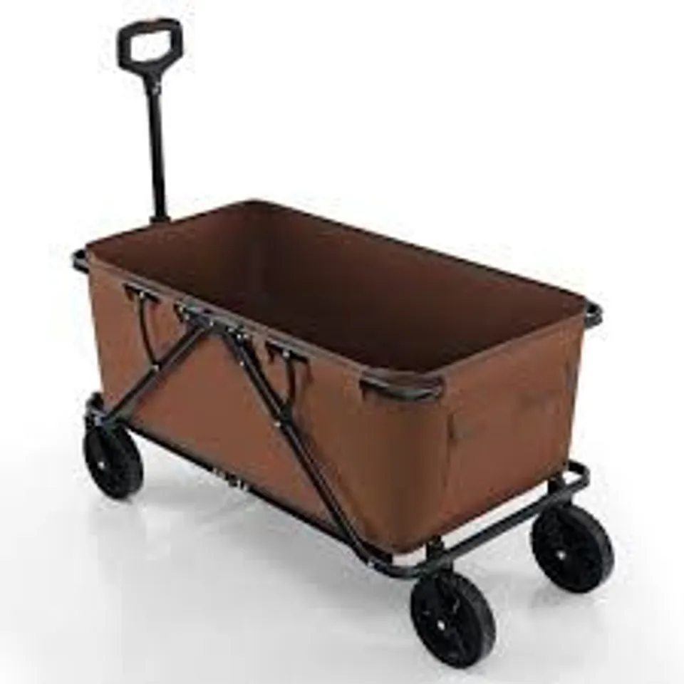 BOXED COSTWAY COFFEE COLLAPSIBLE FOLDABLE WAGON CART WITH ADJUSTABLE HANDLEBAR