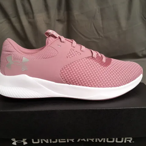 BOXED PAIR OF UNDER ARMOUR CHARGD AURORA 2 PINK TRAINERS SIZE UK 6