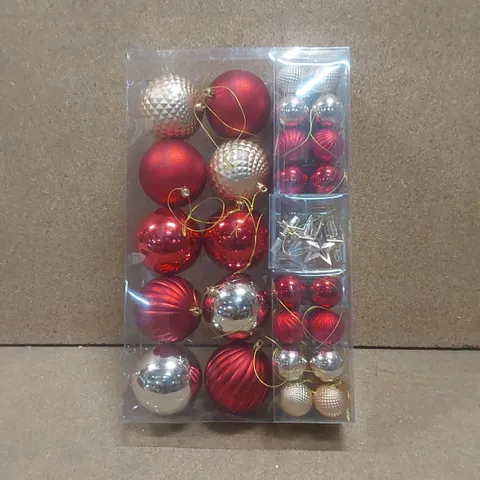 BOXED PACK OF 50 RED & GOLD BAUBLES 