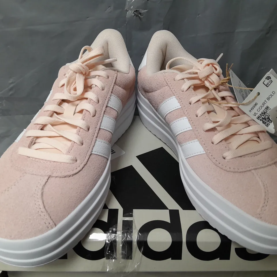 BOXED ADIDAS SPORTSWEAR WOMENS VL COURT BOLD TRAINERS - LIGHT PINK - UK 5