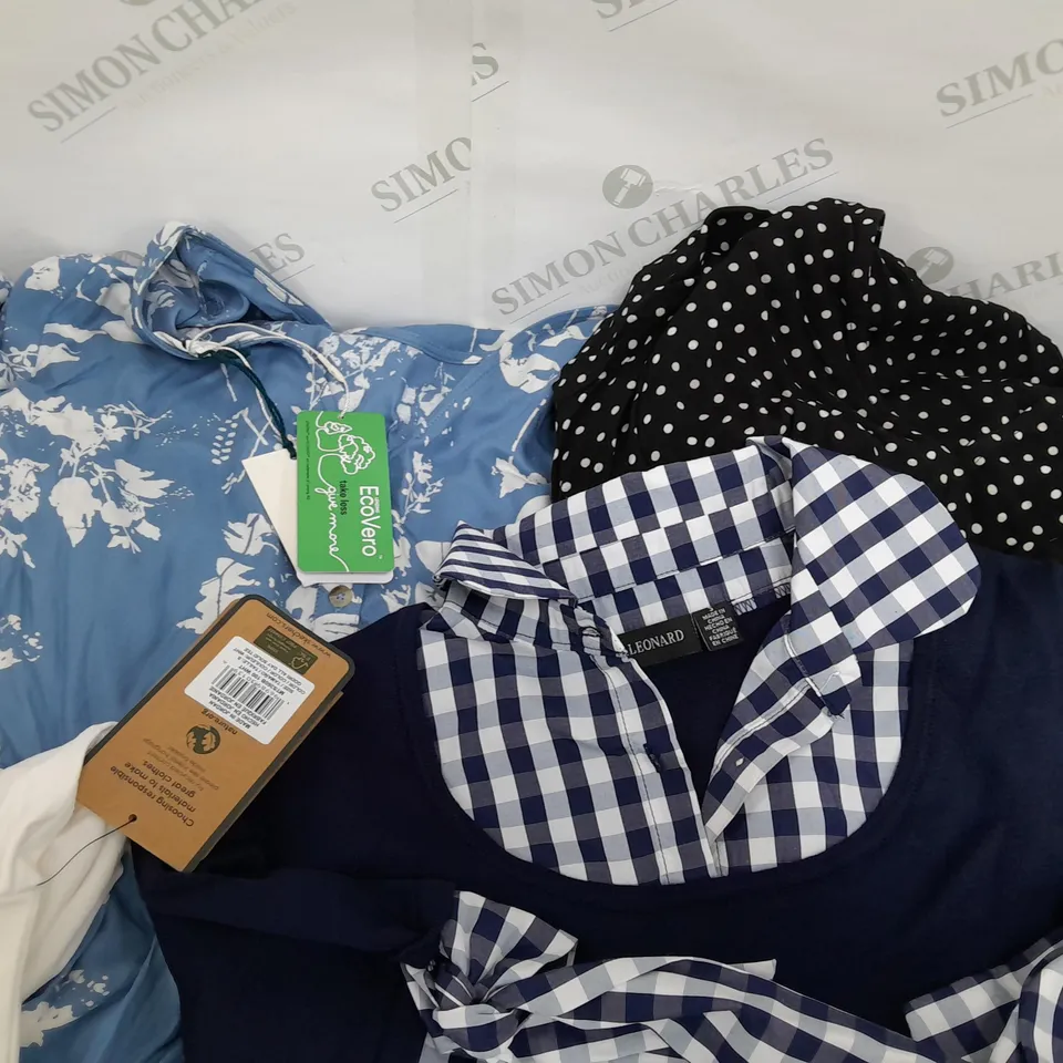 BOX OF ASSORTED CLOTHING ITEMS, APPROXIMATELY 20 ALL COLOURS AND SIZES 