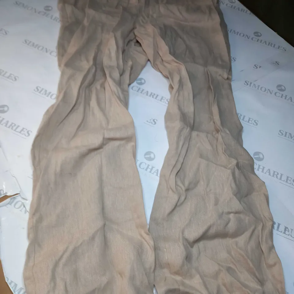 SOSANDER LONG LINEN WIDE TROUSERS IN NATURAL - SIZE 14