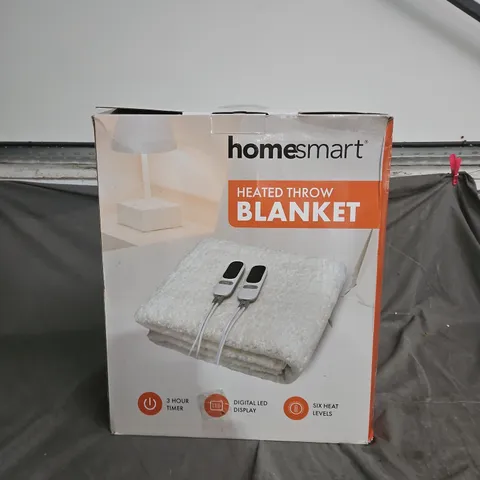 HOMESMART HEATED THROW BLANKET – DIGITAL LED DISPLAY, 6 HEAT LEVELS, 3 HOUR TIMER