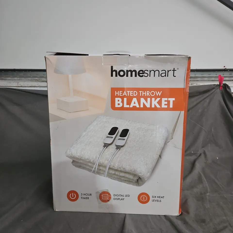 HOMESMART HEATED THROW BLANKET – DIGITAL LED DISPLAY, 6 HEAT LEVELS, 3 HOUR TIMER