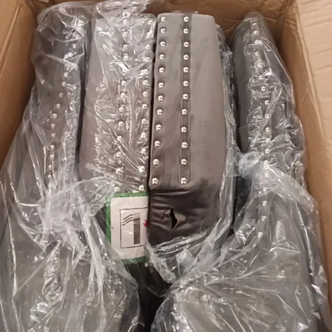 BOXED SET OF 2 GREY SUEDE DINING CHAIRS 