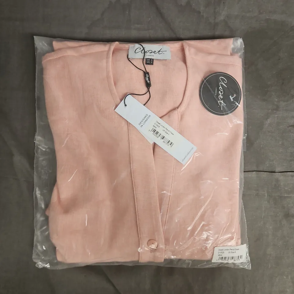 BAGGED CLOSET LONDON PENCIL DRESS IN MINK SIZE UK 6