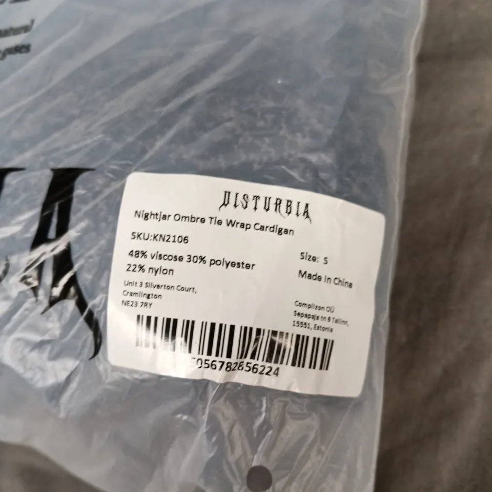 BAGGED DISTURBIA NIGHTJAR OMBRE TILE WRAP CARDIGAN – SIZE S