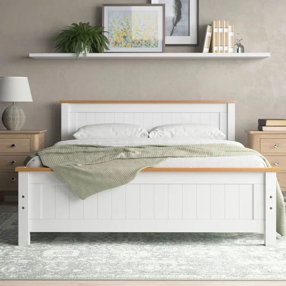 BOXED ISADORA BED FRAME - WHITE // SIZE: 5FT KING (2 BOXES)