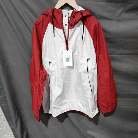PRETTY GREEN LIVE FOREVER WINDBREAKER JACKET – RED/WHITE, UK L