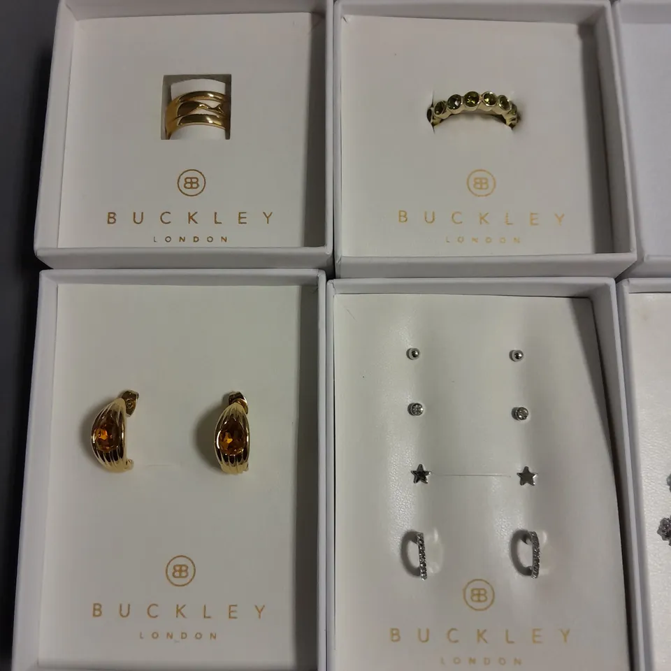 LOT OF 8 ASSORTED BOXED BUCKLEY LONDON JEWELLERY ITEMS