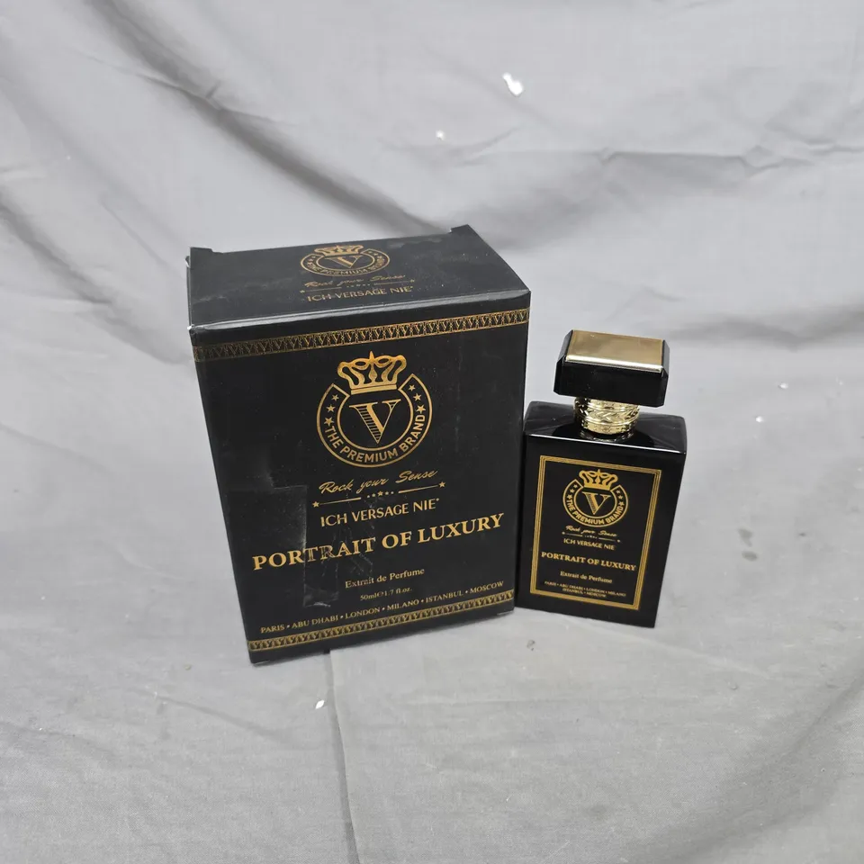 BOXED THE PREMIUM BRAND PORTRAIT OF LUXURY ICH VERSAGE NIE PORTRAIT OF LUXURY EXTRAIT DE PERFUME
