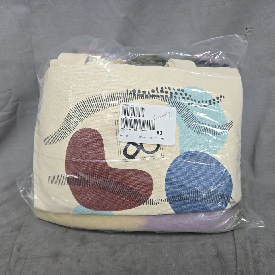 BAGGED OSPREY LONDON THE ANYA SCARF & TOTE BAG IN KHAKI ABSTRACT