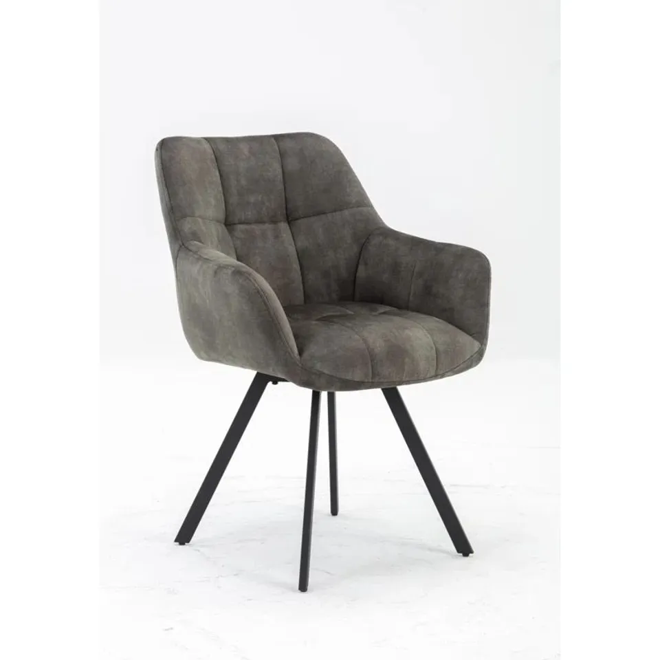 BOXED PAIR OF  BASANTI UPHOLSTERED DINING CHAIRS - OLIVE GREEN