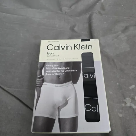 CALVIN KLEIN ICON COTTON STRETCH BOXER BRIEFS – 3 PACK, BOXED