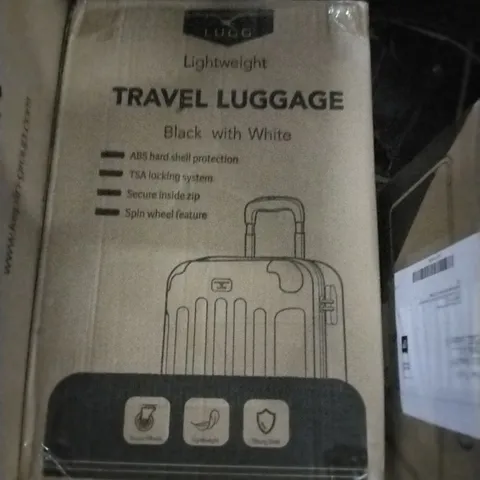 BOXED LUGG TRAVEL LUGGAGE SUITCASE - BLACK & WHITE