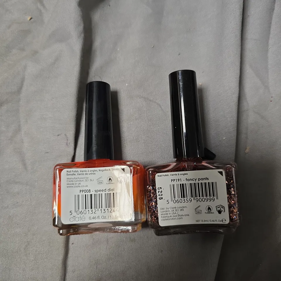 CIATÉ LONDON NAIL POLISH BOTTLES – ASSORTED COLORS IN BOX (2 VISIBLE: SPEED DIAL & FANCY PANTS)