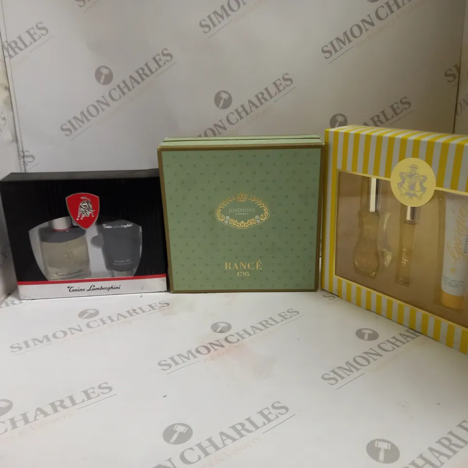 BOX OF APPROX 10 ASSORTED BEAUTY ITEMS TO INCLUDE JOSEPHINE, GIORGIO AND CONINO LAMBORGHINI 