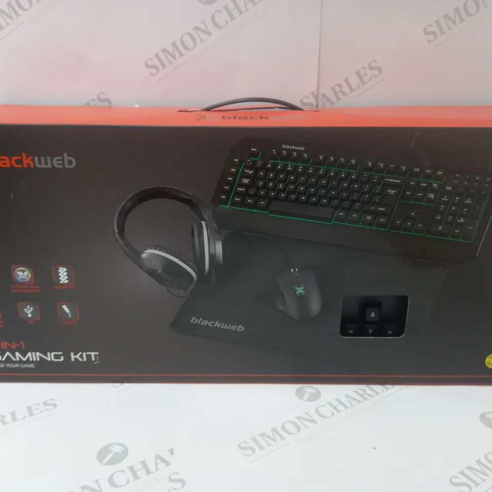 BRAND NEW BOXED BLACKWEB 4 IN 1 GAMING KIT INCLUDING KEYBOARD, MOUSE AND HEADSET