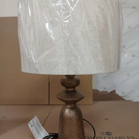 VERY HOME TOTEM CERAMIC DISTRESSED BRONZE TABLE LAMP